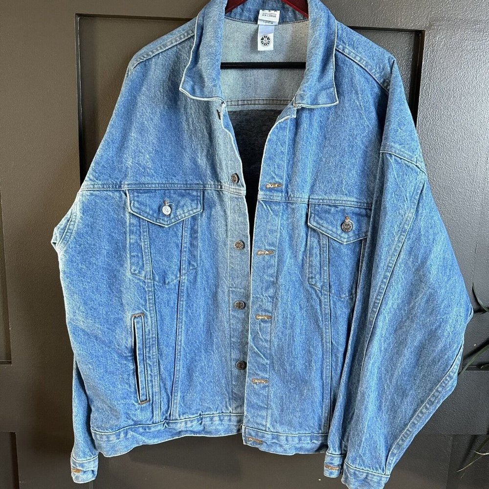 Vintage National Riffle Association Denim‎ Jean Jacket Embosed NRA Size XL USA